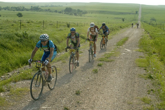 Image of cyclists riding on gravel, gravel biking